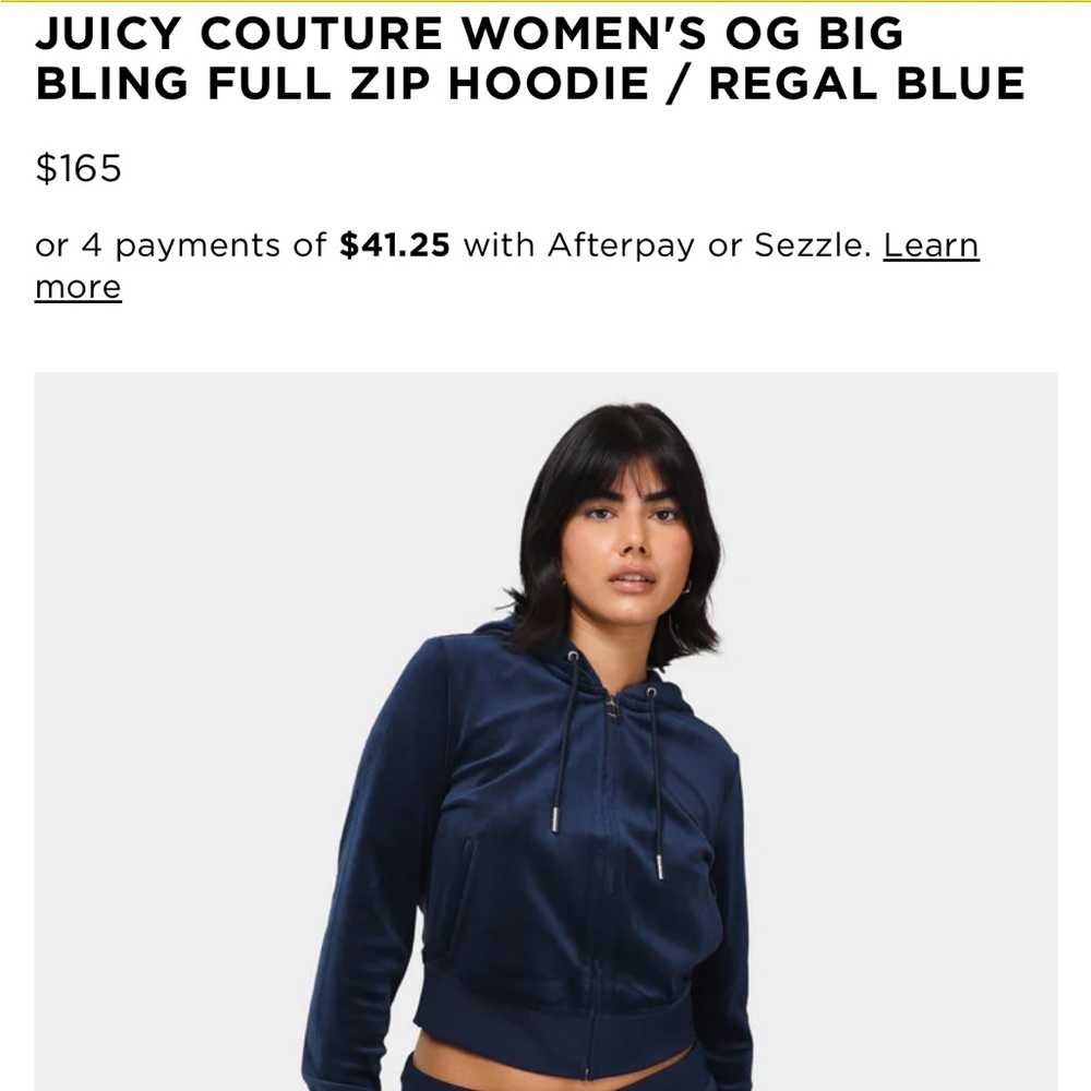 Juicy Couture Deep Navy Blue Velour Jacket Size Large
